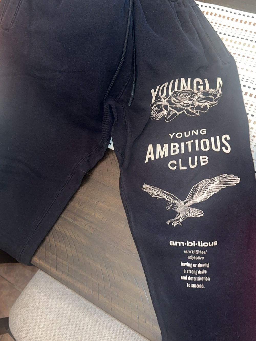 YoungLA Black Sweatpants with White Graphic Print
